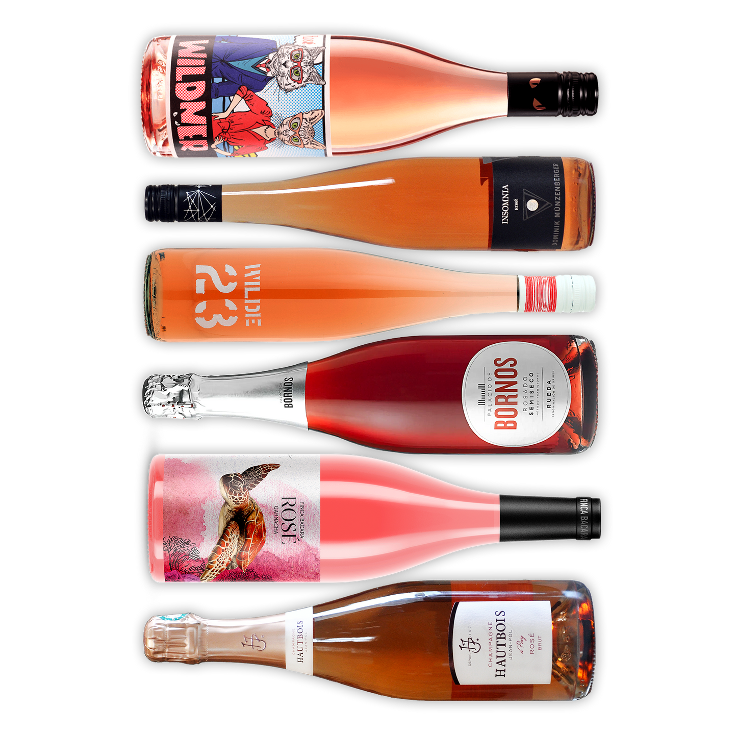 Blush & Bubbles rosé smagekasse med seks forskellige rosévine