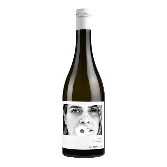 La Malvagia Malvasia Emilia IGT 2022 flaske med hvidvin og poetisk etiket