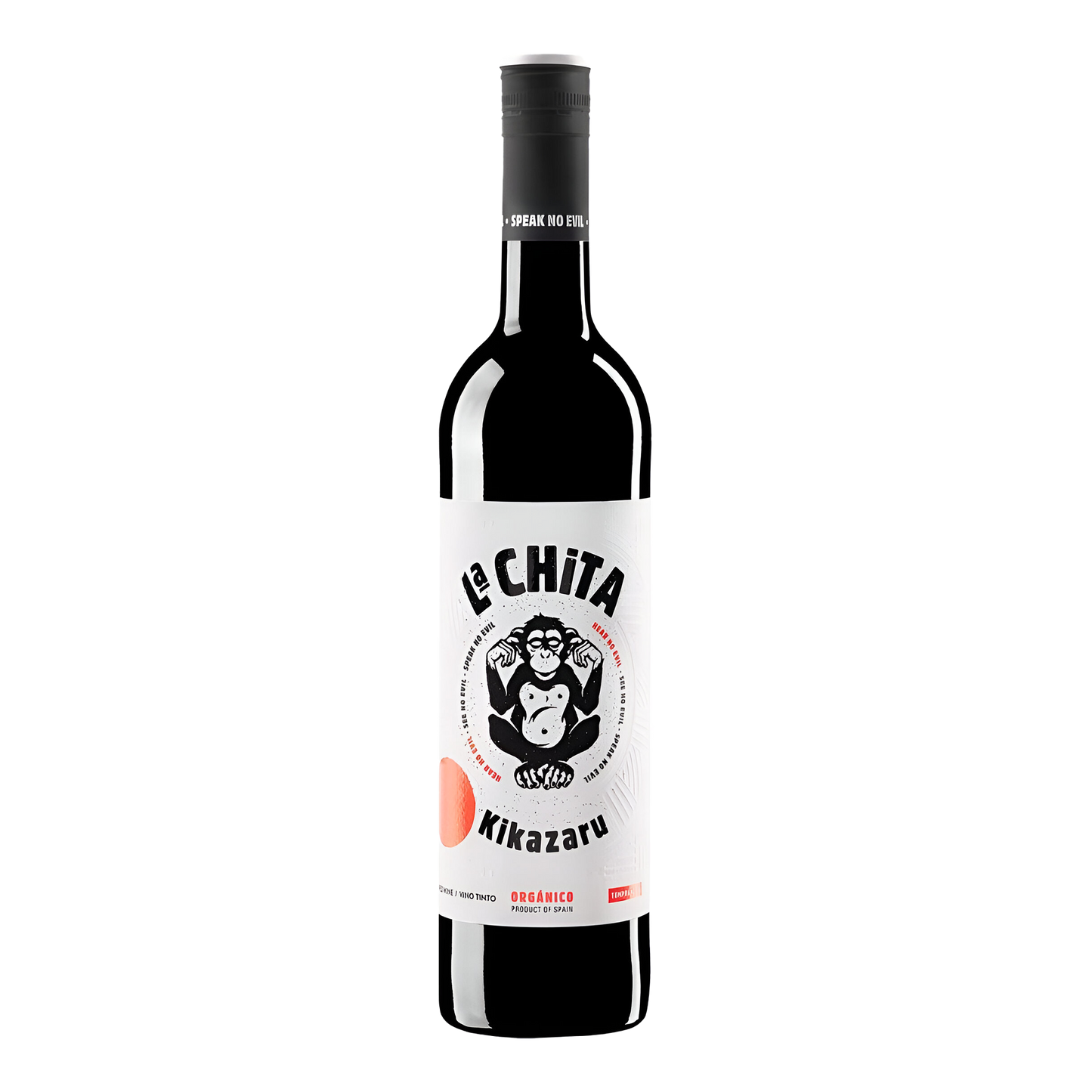 La Chita Tinto Kikazaru Bio flaske med rødvin og grafisk abeetiket