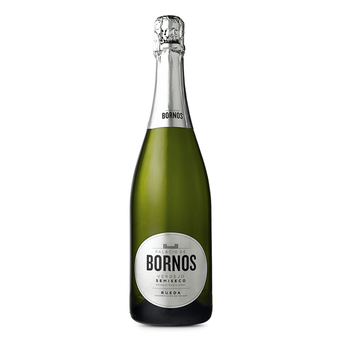 Palacio de Bornos Verdejo Semiseco flaske med mousserende hvidvin og elegant etiket