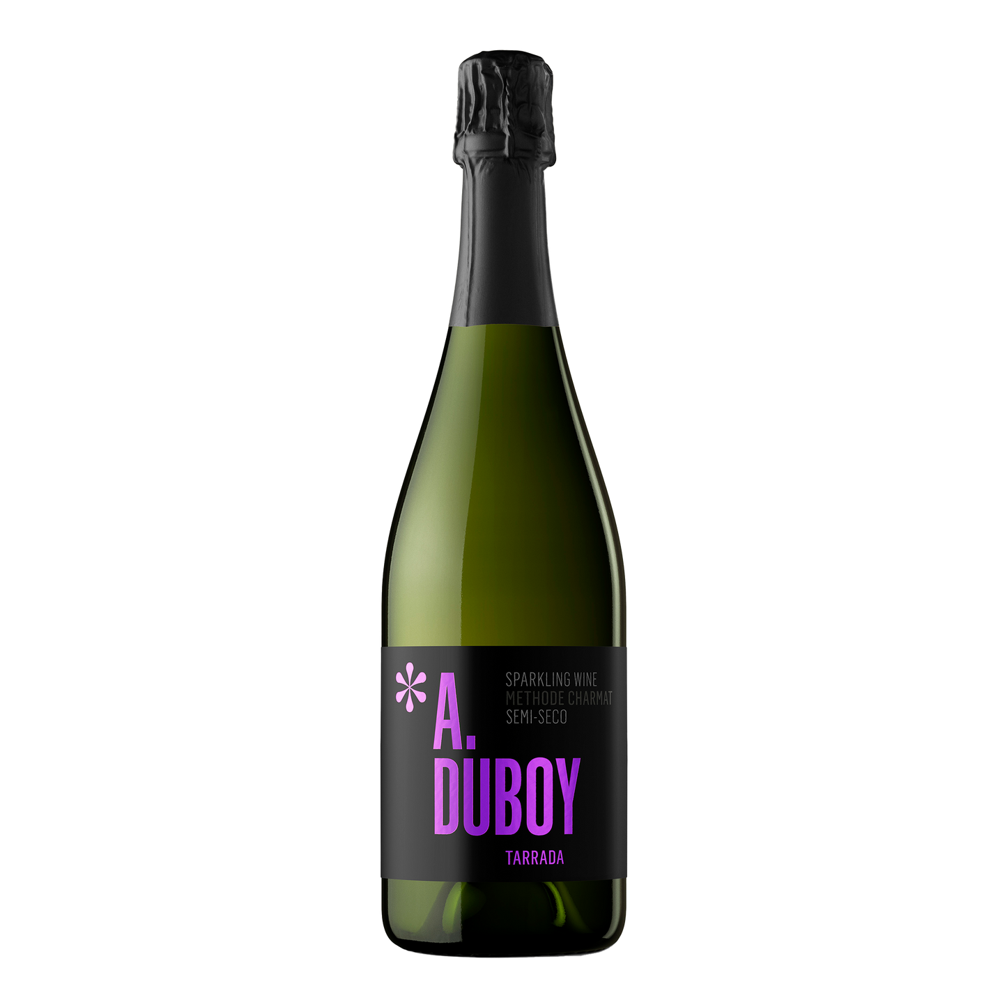 A. Duboy Tarrada Espumoso Semiseco Blanco flaske med mousserende hvidvin og elegant etiket