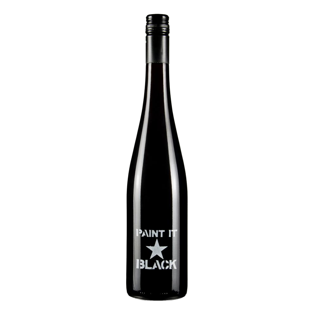 Paint it Black Schwarzriesling rødvin etikette med grafisk design
