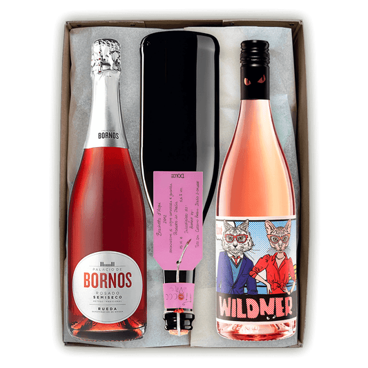Rosé og rød mousserende vingaveæske – frugtig, sød og festlig (3 flasker vin)
