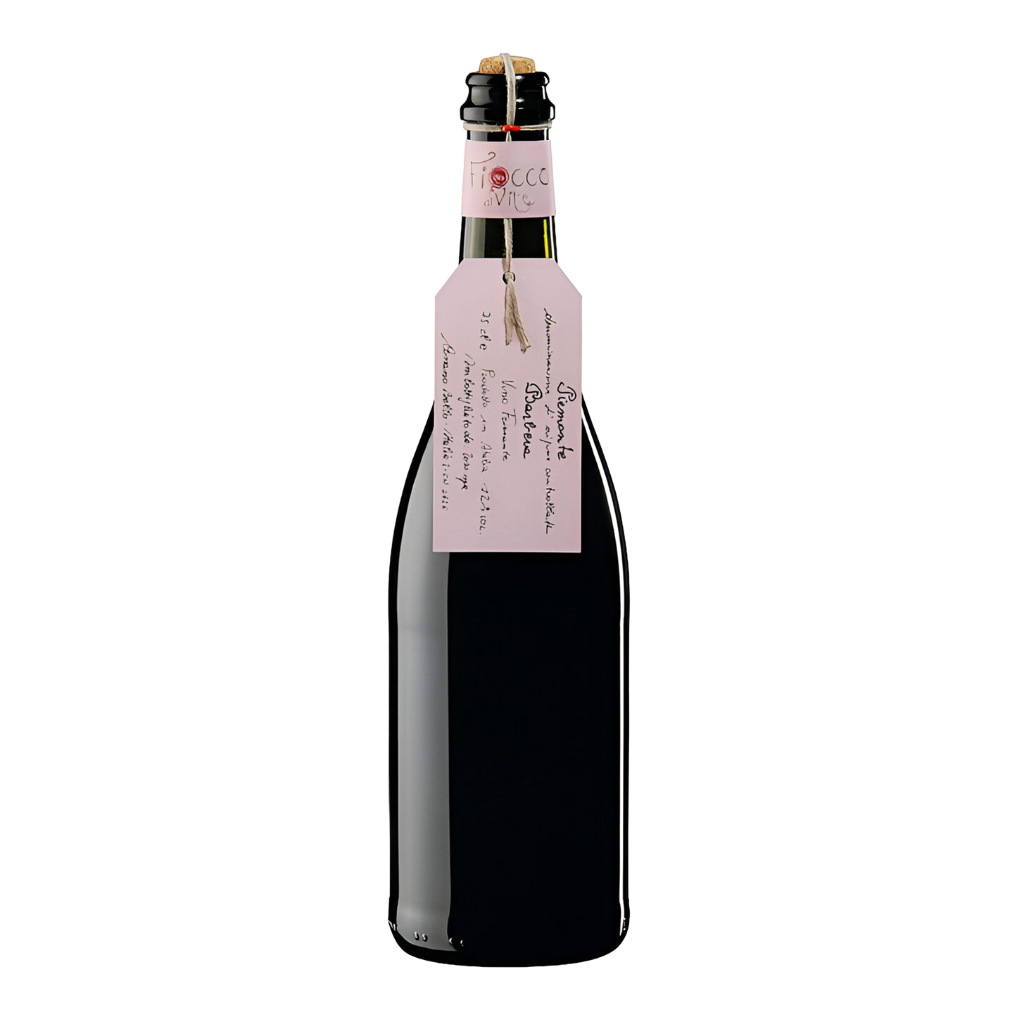 Piemonte DOC Barbera Frizzante flaske med mousserende rødvin og elegant etiket